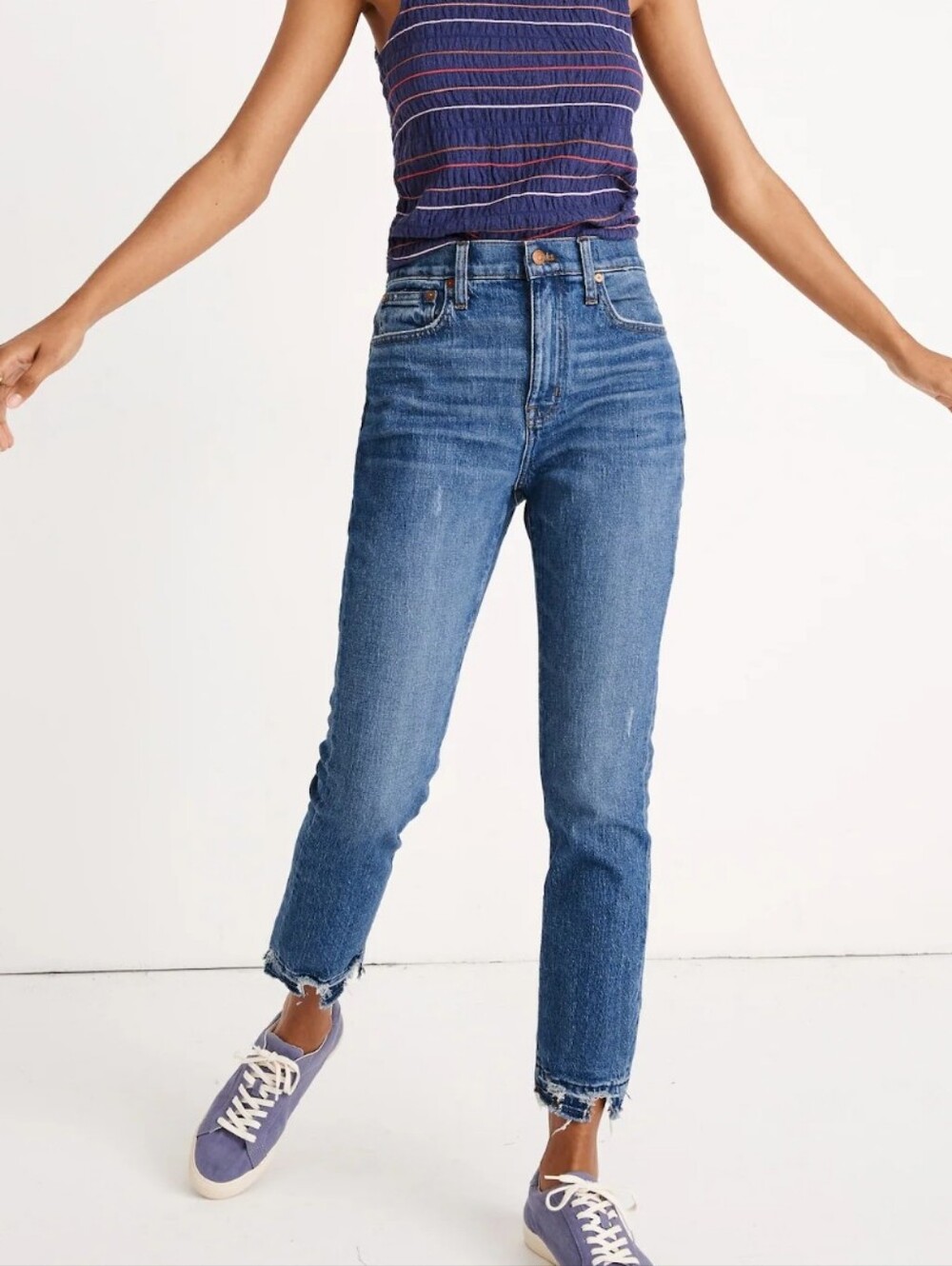Madewell The High Rise Slim Crop Boyjean Jeans Blue 27 Style# L8198